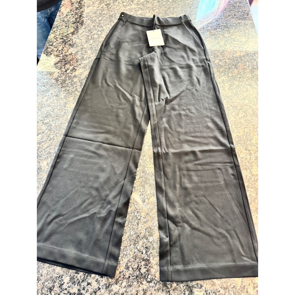 Cuyana Womens Black Wide Leg Cropped Pleated Pants High Waist Side Pockets NWT S - Picture 2 of 10